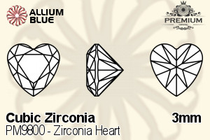 PREMIUM CRYSTAL Zirconia Heart 3mm Zirconia Lavender