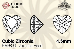 PREMIUM CRYSTAL Zirconia Heart 4.5mm Zirconia Blue Topaz