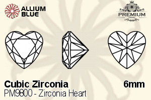 PREMIUM CRYSTAL Zirconia Heart 6mm Zirconia Black