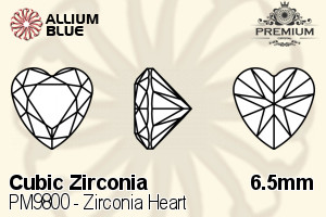 PREMIUM CRYSTAL Zirconia Heart 6.5mm Zirconia Violet