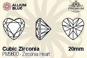 PREMIUM CRYSTAL Zirconia Heart 20mm Zirconia Violet