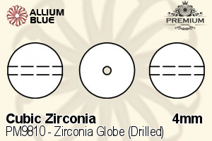 PREMIUM CRYSTAL Zirconia Globe (Drilled) 4mm Zirconia White
