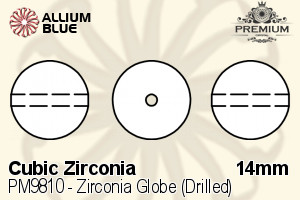 PREMIUM CRYSTAL Zirconia Globe (Drilled) 14mm Zirconia White
