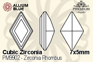 PREMIUM CRYSTAL Zirconia Rhombus 7x5mm Zirconia White