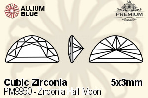 PREMIUM CRYSTAL Zirconia Half Moon 5x3mm Zirconia White