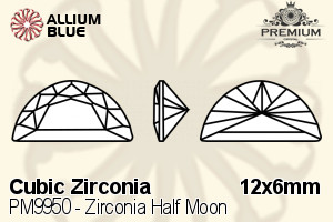 PREMIUM CRYSTAL Zirconia Half Moon 12x6mm Zirconia White