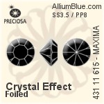Preciosa MC Chaton (431 11 111) SS3.5 / PP8 - Crystal (Coated) With Silver Foiling