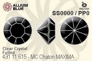 Preciosa MC Chaton MAXIMA (431 11 615) SS0000 / PP0 - Clear Crystal With Dura™ Foiling