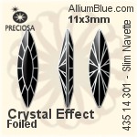 Preciosa MC Slim Navette Fancy Stone (435 14 301) 35x9.5mm - Clear Crystal With Dura™ Foiling