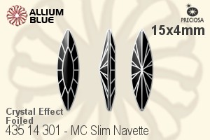 Preciosa MC Slim Navette Fancy Stone (435 14 301) 15x4mm - Crystal Effect With Dura™ Foiling