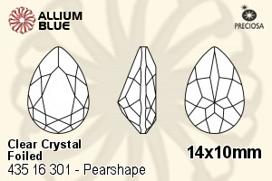 Preciosa MC Pearshape 301 Fancy Stone (435 16 301) 14x10mm - Clear Crystal With Dura™ Foiling