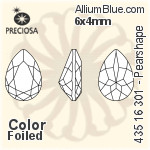宝仕奥莎 机切Pearshape 301 花式石 (435 16 301) 6x4mm - 透明白色 DURA™耐用金屬箔底