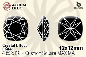 宝仕奥莎 Cushion 正方形 MAXIMA 美饰玛 花式石 (435 36 132) 12x12mm - 白色（镀膜） DURA™耐用金屬箔底