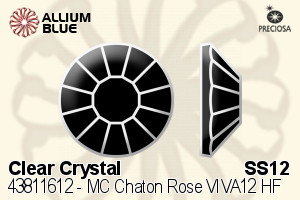 Preciosa MC Chaton Rose VIVA12 Flat-Back Hot-Fix Stone (438 11 612) SS12 - Clear Crystal