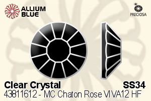 Preciosa MC Chaton Rose VIVA12 Flat-Back Hot-Fix Stone (438 11 612) SS34 - Clear Crystal