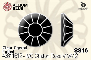 宝仕奥莎 机切尖底石 玫瑰 VIVA12 平底石 (438 11 612) SS16 - 透明白色 银箔底