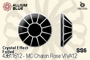 Preciosa MC Chaton Rose VIVA12 Flat-Back Stone (438 11 612) SS6 - Crystal Effect With Silver Foiling