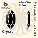 Preciosa MC Navette Flat-Back Hot-Fix Stone (438 14 110) 8x4mm - Clear Crystal