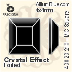 宝仕奥莎 机切正方形 平底石 (438 23 210) 4x4mm - 透明白色 DURA™耐用金屬箔底