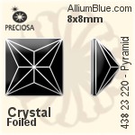 Preciosa MC Pyramid Flat-Back Stone (438 23 220) 8x8mm - Crystal Effect With Dura™ Foiling