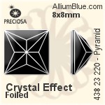 寶仕奧莎 機切Pyramid 平底石 (438 23 220) 8x8mm - 透明白色 DURA™耐用金屬箔底