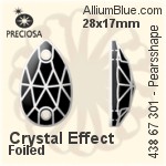 Preciosa MC Pearsshape 301 2H Sew-on Stone (438 67 301) 18x10.5mm - Crystal Effect With Silver Foiling
