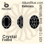 寶仕奧莎 機切橢圓形 MAXIMA 美飾瑪 花式石 (435 12 601) 8x6mm - 透明白色 DURA™耐用金屬箔底