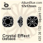 Preciosa MC Square 132 Fancy Stone (435 36 132) 18x18mm - Crystal Effect With Dura™ Foiling