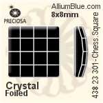 寶仕奧莎 機切棋盤 正方形 平底石 (438 23 301) 8x8mm - 透明白色 DURA™耐用金屬箔底