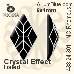 寶仕奧莎 機切菱形 平底石 (438 24 301) 6x4mm - 透明白色 DURA™耐用金屬箔底