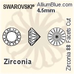 スワロフスキー Zirconia ラウンド 88 Facets カット (SG88FCC) 7mm - Zirconia