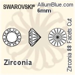 スワロフスキー Zirconia ラウンド 88 Facets カット (SG88FCC) 5mm - Zirconia