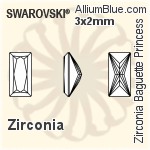 スワロフスキー Zirconia Baguette Princess Pure Brilliance カット (SGBPPBC) 4x2mm - Zirconia