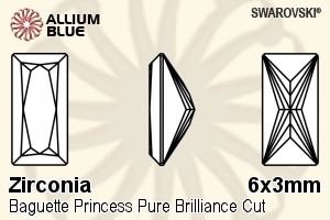スワロフスキー Zirconia Baguette Princess Pure Brilliance カット (SGBPPBC) 6x3mm - Zirconia