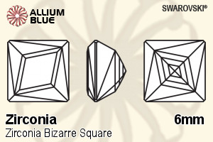 SWAROVSKI GEMS Cubic Zirconia Square Bizquare Spring Gr-White (OM) 6.00MM normal +/- FQ 0.035
