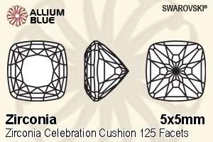 SWAROVSKI GEMS Cubic Zirconia Cushion 125 CUT DSW White 5.00x5.00MM normal +/- FQ 0.060