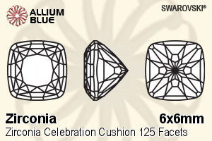 スワロフスキー Zirconia Celebration Cushion 125 Facets カット (SGCC125F) 6x6mm - Zirconia