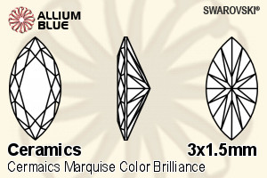 スワロフスキー セラミックス Marquise カラー Brilliance カット (SGCMCBC) 3x1.5mm - セラミックス