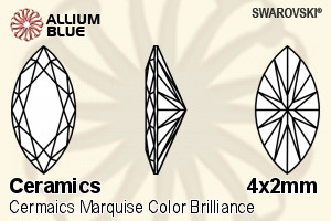 スワロフスキー セラミックス Marquise カラー Brilliance カット (SGCMCBC) 4x2mm - セラミックス