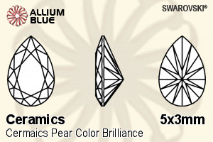 SWAROVSKI GEMS Swarovski Ceramics Pear Colored Brilliance Black 5.00x3.00MM normal +/- FQ 0.080