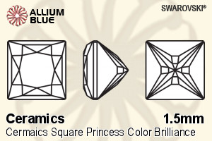 施华洛世奇 陶瓷 正方形 Princess 颜色 Brilliance 切工 (SGCSQPCBC) 1.5mm - 陶瓷