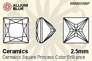 施华洛世奇 陶瓷 正方形 Princess 颜色 Brilliance 切工 (SGCSQPCBC) 2.5mm - 陶瓷
