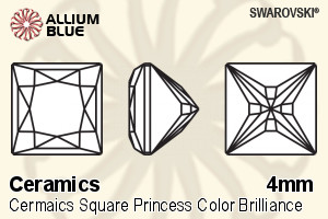 施華洛世奇 陶瓷 正方形 Princess 顏色 Brilliance 切工 (SGCSQPCBC) 4mm - 陶瓷