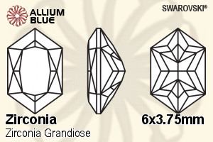 SWAROVSKI GEMS Cubic Zirconia Hexagon Grandiose White 6.00x3.75MM normal +/- FQ 0.070