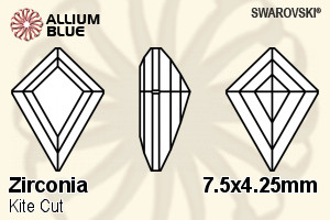 SWAROVSKI GEMS Cubic Zirconia Freeform Kite Step White 7.50x4.25MM normal +/- FQ 0.040