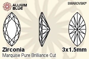 SWAROVSKI GEMS Cubic Zirconia Marquise Pure Brilliance Silver Grey 3.00x1.50MM normal +/- FQ 0.100