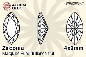 SWAROVSKI GEMS Cubic Zirconia Marquise Pure Brilliance Silver Grey 4.00x2.00MM normal +/- FQ 0.100