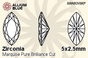 SWAROVSKI GEMS Cubic Zirconia Marquise Pure Brilliance White 5.00x2.50MM normal +/- FQ 0.100