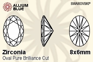 SWAROVSKI GEMS Cubic Zirconia Oval Pure Brilliance Fancy Light Blue 8.00x6.00MM normal +/- FQ 0.040