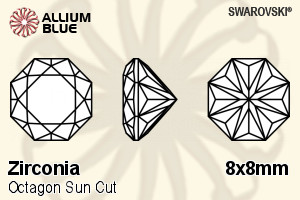 SWAROVSKI GEMS Cubic Zirconia Octagon Sun White 8.00x8.00MM normal +/- FQ 0.035